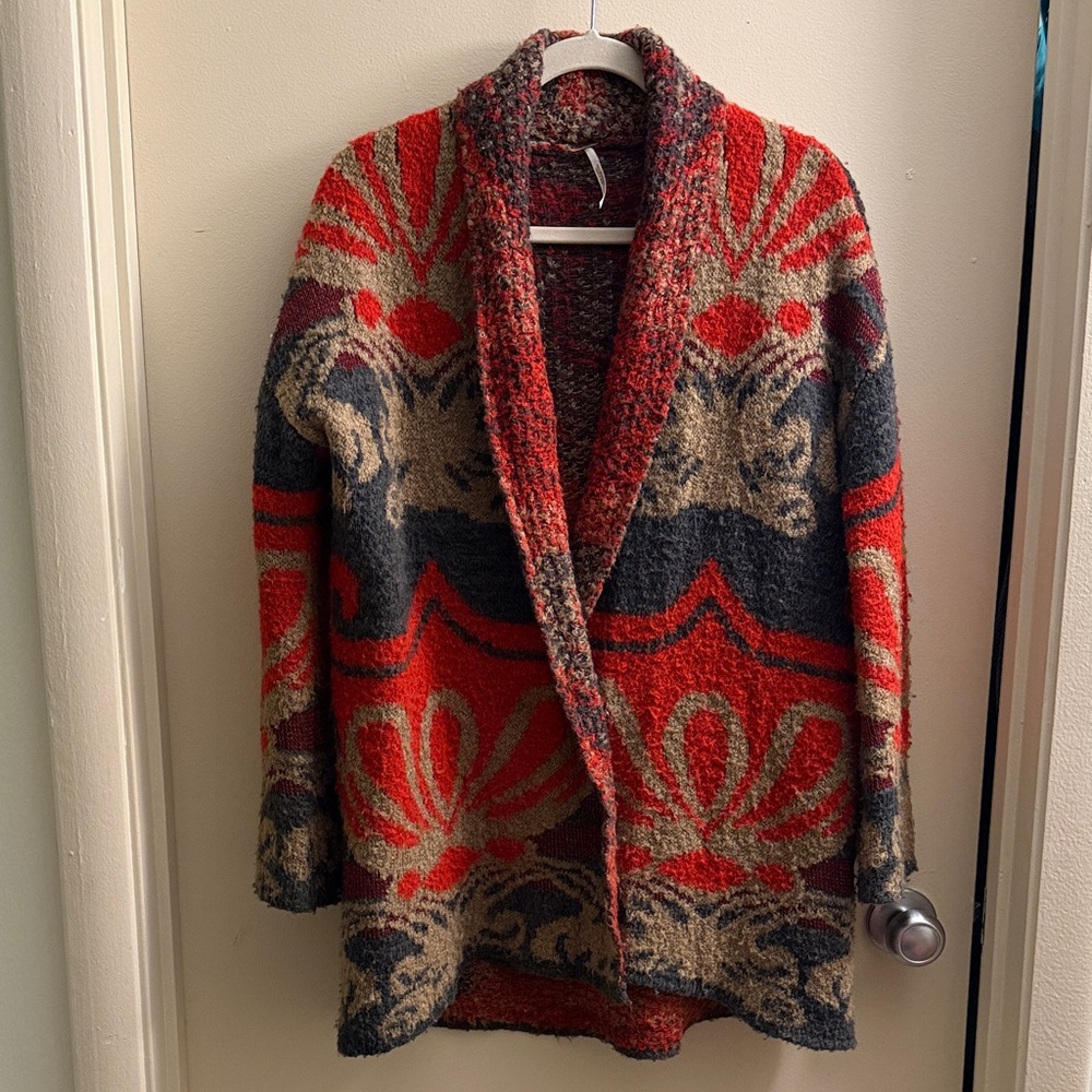 Free People Winter’s Day Bliss Boucle Blanket Sweater Cardigan